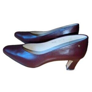 Etienne Aigner Womens 11 Taylor Burgundy Leather Pumps Heels Made in Spain EUC